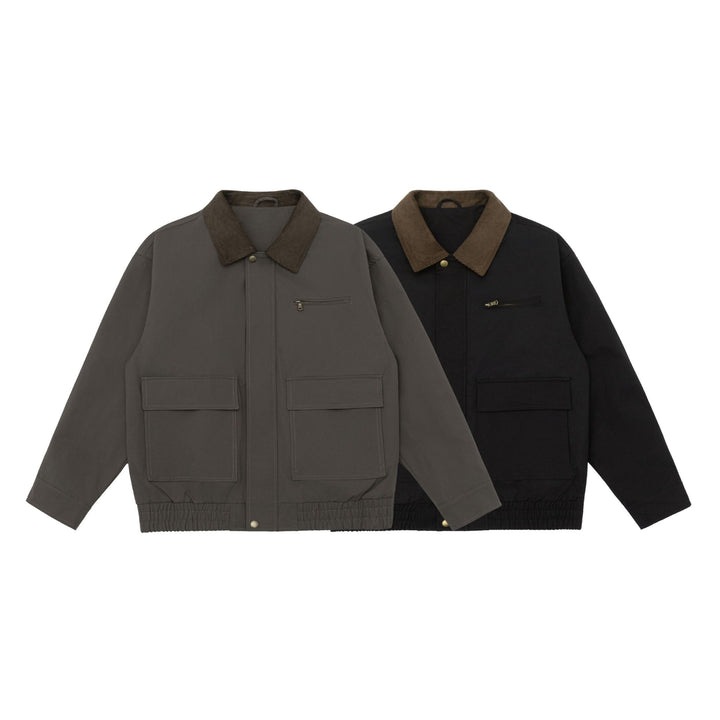 Men's Oversized Workwear Jacket with Cord Collar and Large Flap Pockets Mune Fashion