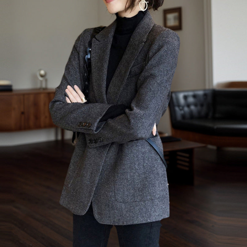 Women Classic Tweed Blazer Mune Fashion
