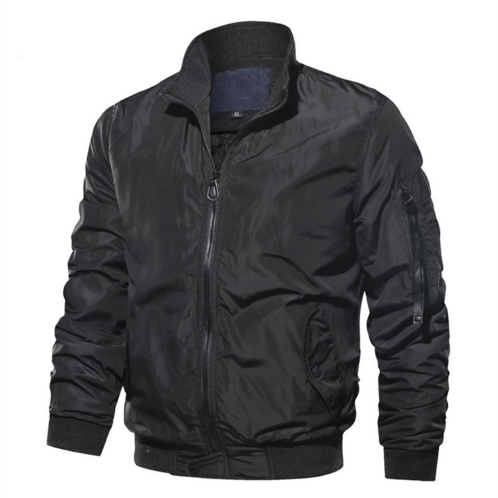 Men's Lightweight Bomber Jacket with Zipper, Sleeve Pocket and Ribbed Cuffs Mune Fashion
