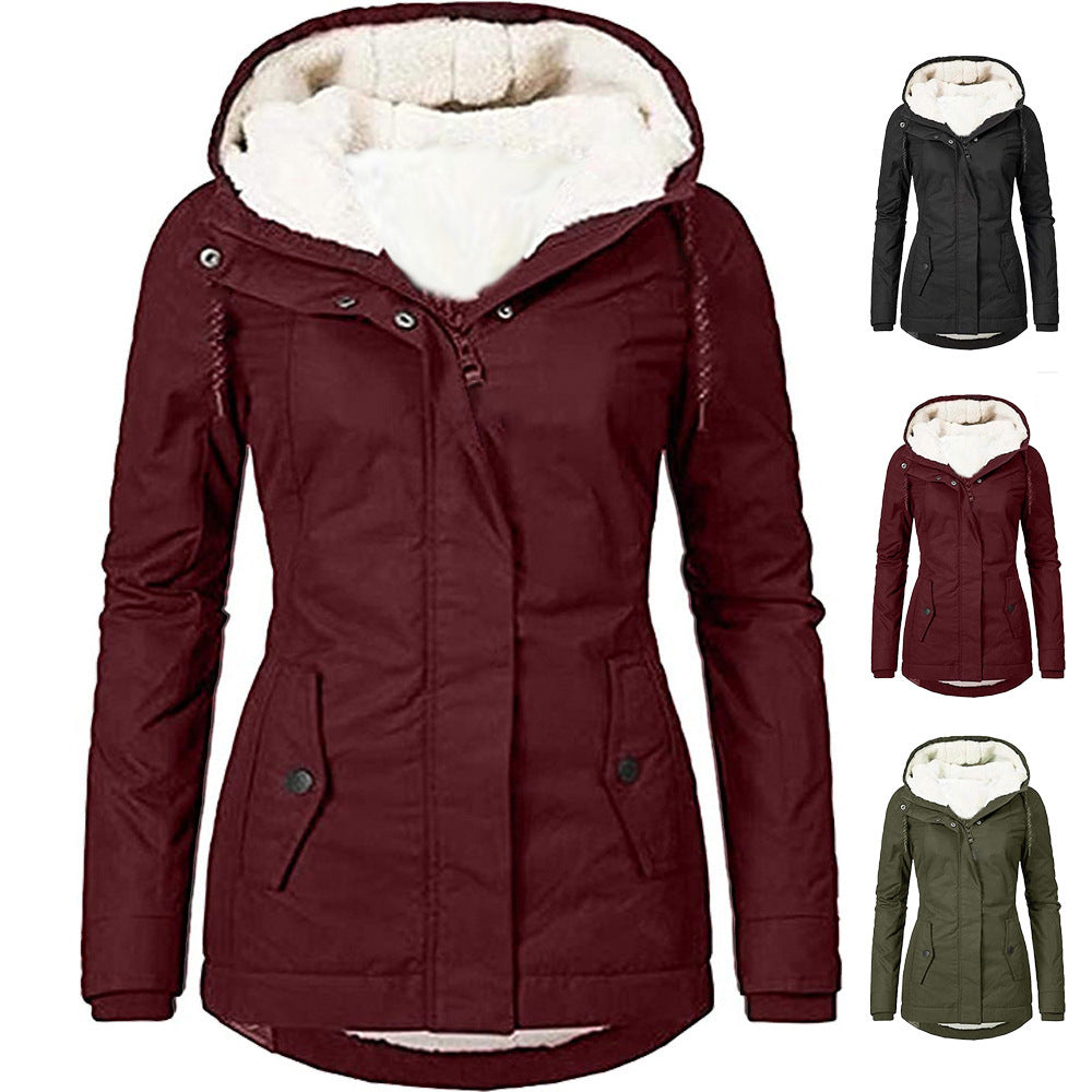 Women's Water-Repellent Parka with Teddy Lining, Hood and Tailored Fit Mune Fashion