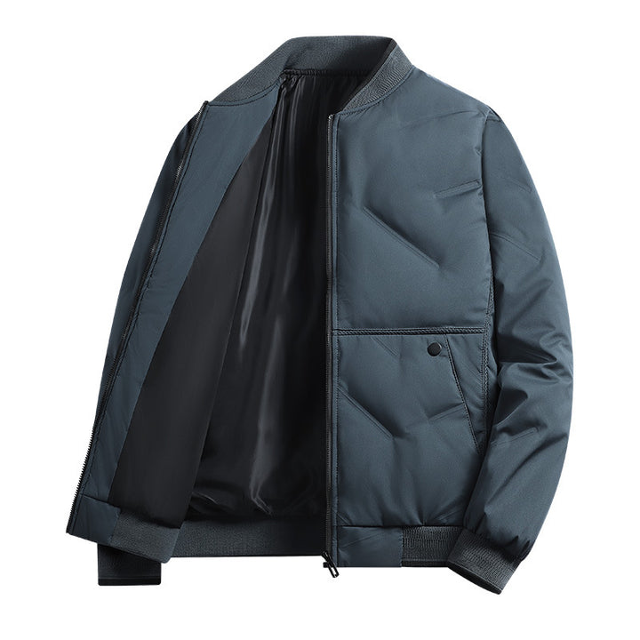 Men's Padded Thermal Bomber Jacket with Stand Collar, Zipper & Insulating Padding Mune Fashion