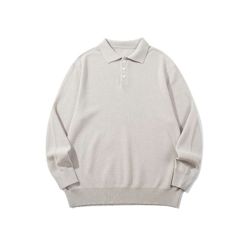 Unisex Boxy Fine Knit Polo Shirt with Henley Placket, Ribbed Cuffs and Raglan Sleeves Mune Fashion
