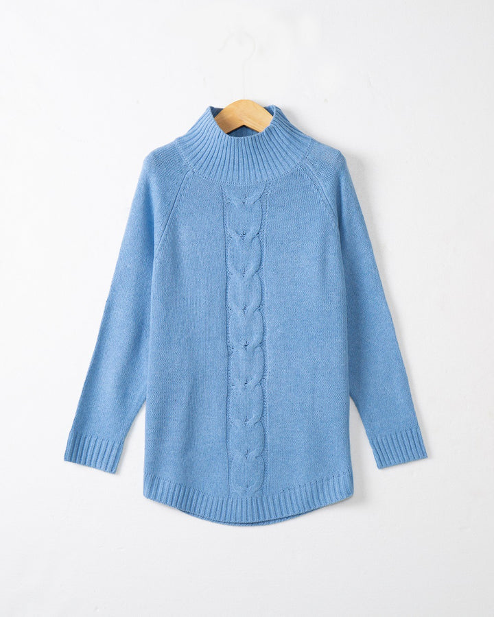 Women’s turtleneck sweater with cable pattern and raglan sleeves Mune Fashion