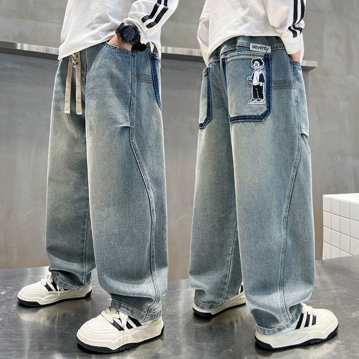 Ladies wide denim pants with unique embroidery Mune Fashion