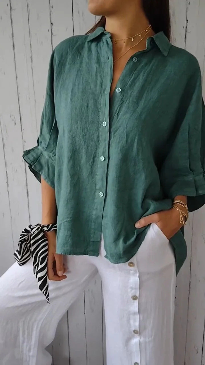 Women's Light Linen Blouse with Loose Fit Mune Fashion