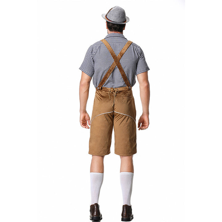 Men's Bavarian Trachten Set Knee Breeches with Embroidered Front Mirror and Adjustable Suspenders Mune Fashion