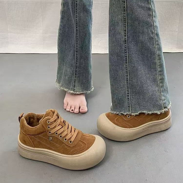 Women's Chunky Sneakers with Soft Suede and Cushioning Sole Mune Fashion