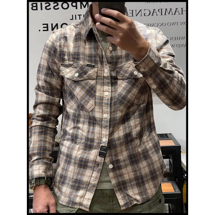 Men's Checkered Cotton Shirt Mune Fashion