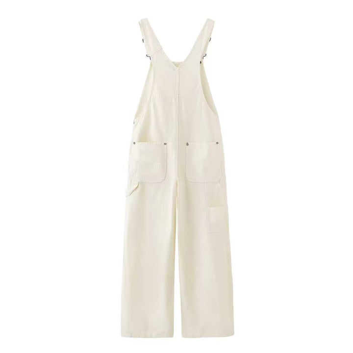 Women's denim overalls with adjustable straps and pockets