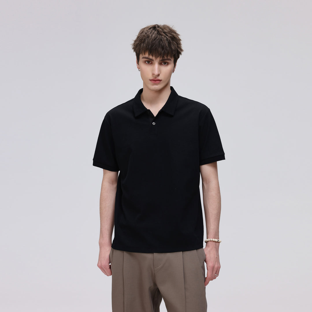 Men's Thermoregulating Pique Polo Shirt with Fine Structure and Short Sleeve Mune Fashion