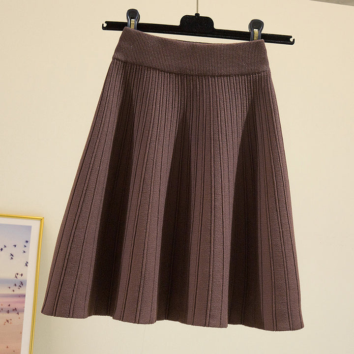 Women's Pleated Midi Skirt with Comfortable Elastic Waistband Mune Fashion