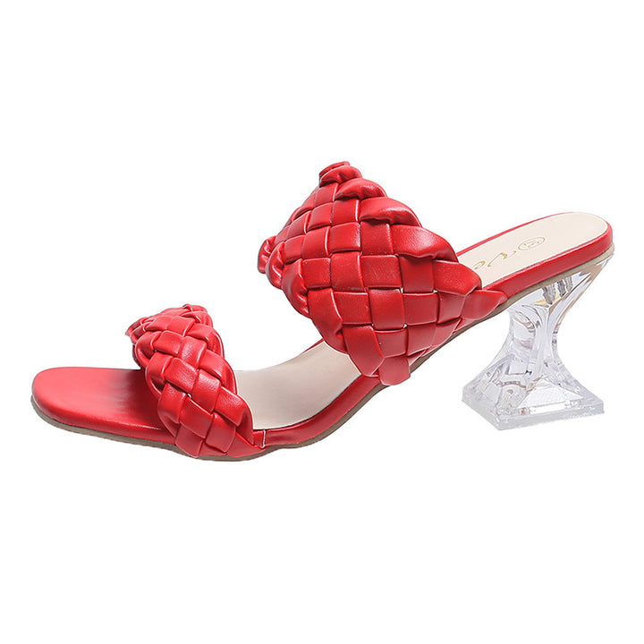 Women's woven double strap sandals with sculpted heel Mune Fashion