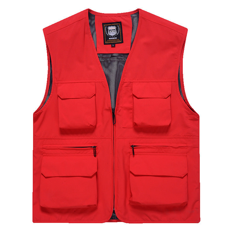 Men's multi-pocket utility vest with full-length zipper, breathable mesh lining, and large capacity flap and zipper pockets Mune Fashion