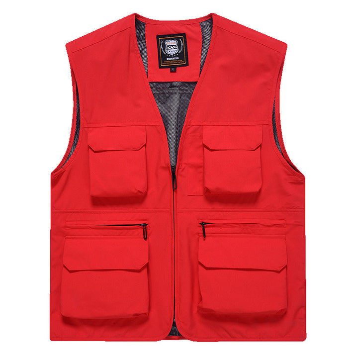 Men's multi-pocket utility vest with full-length zipper, breathable mesh lining, and large capacity flap and zipper pockets Mune Fashion