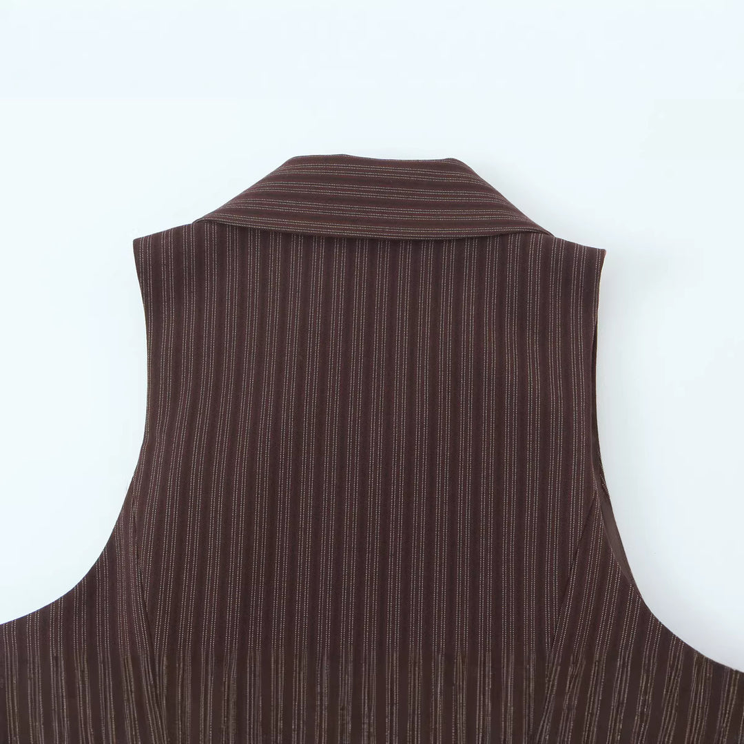 Women's sleeveless tailored blouse vest with stand-up collar and continuous zip Mune Fashion