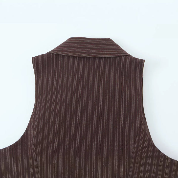 Women's sleeveless tailored blouse vest with stand-up collar and continuous zip Mune Fashion