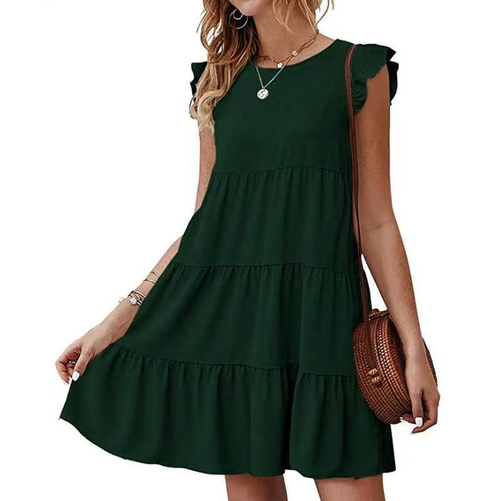 Women's tiered dress with ruffle sleeves and loose A-line cut Mune Fashion