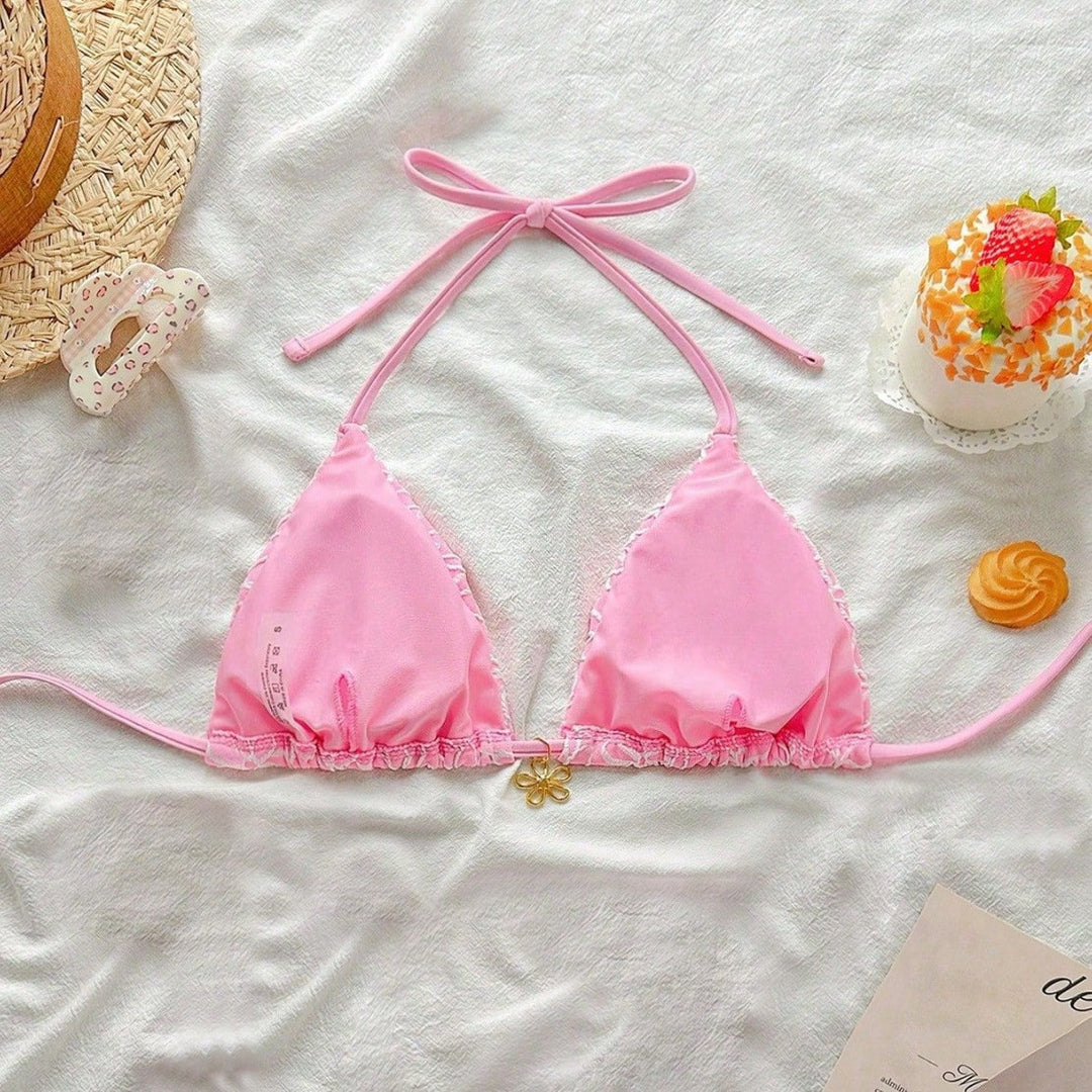 Women's Triangle Bikini with Floral Embroidery Mune Fashion