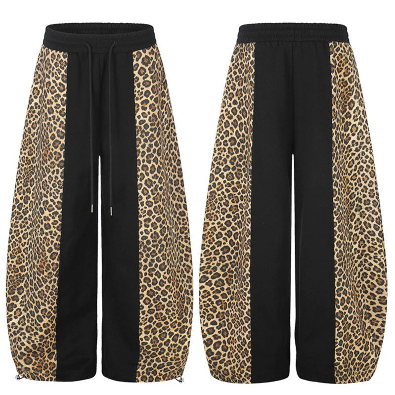 Women's Extra Wide Palazzo Jogpants with Leo Panels, Drawstring Waistband, and Adjustable Hem Mune Fashion