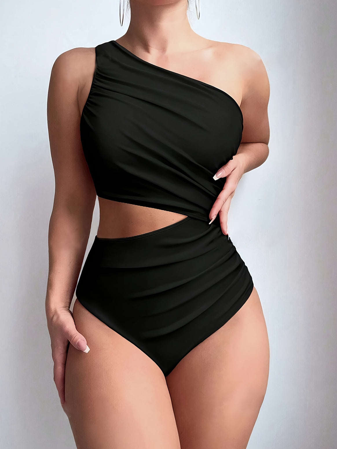 Women's Asymmetrical Cut Swimsuit with Fashionable Ruffle Element Mune Fashion