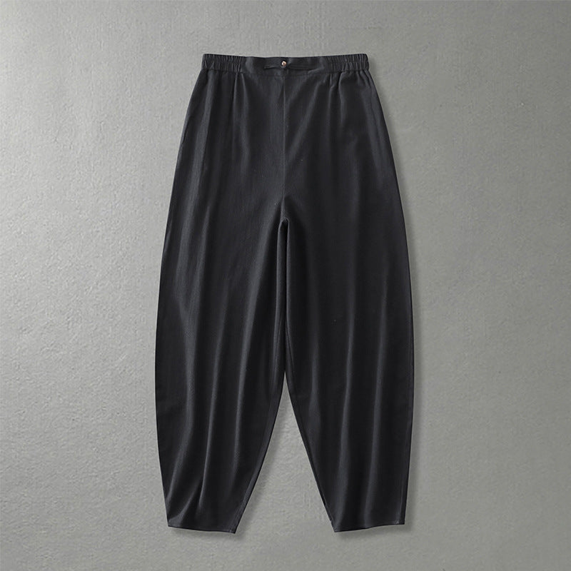 Women Casual Wide Harem Pants with Elastic Waistband and Tapered Ankles Mune Fashion