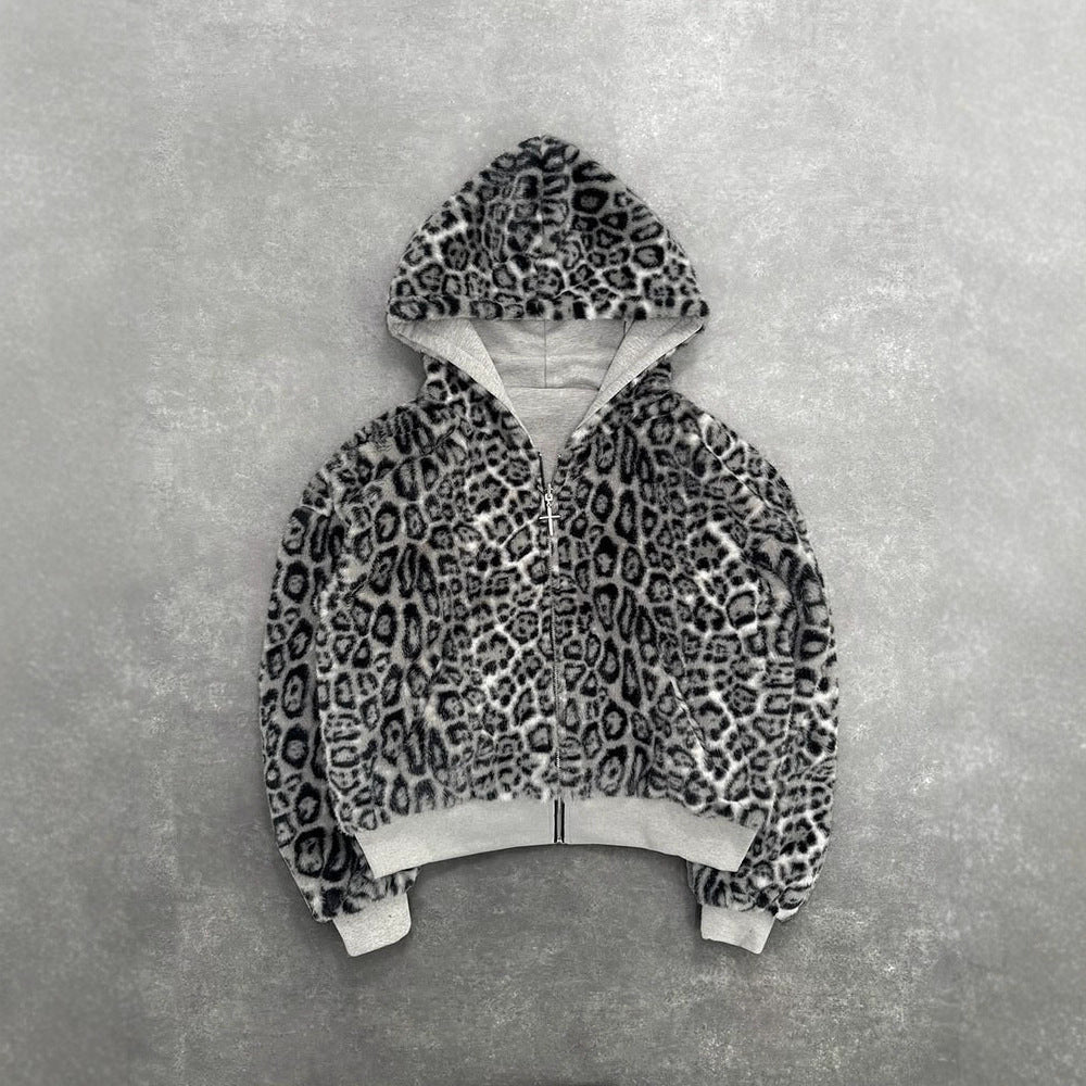 Women's short hooded jacket with faux fur lining, zipper and kangaroo pocket Mune Fashion