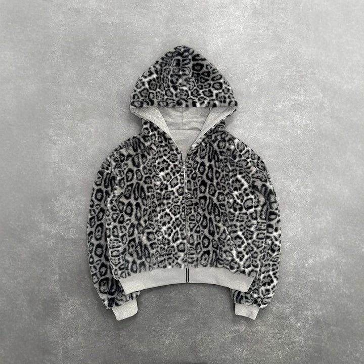 Women's short hooded jacket with faux fur lining, zipper and kangaroo pocket Mune Fashion