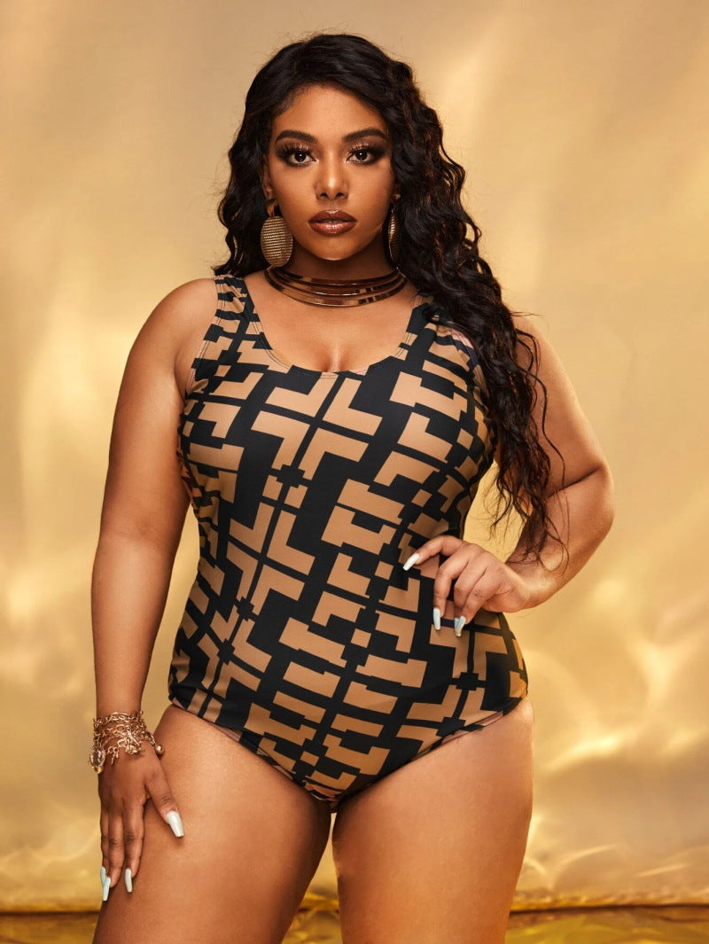 Women's One-Piece Swimsuit with Modern Geometric Design Mune Fashion