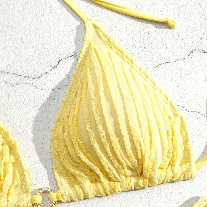 Women Triangle Bikini with Ribbed Design Mune Fashion