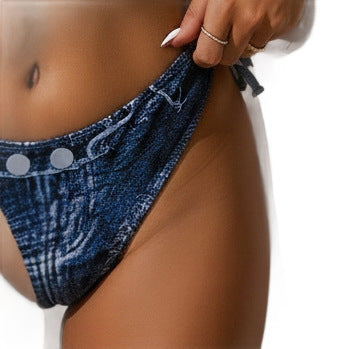 Women's Triangle Bikini with Denim Look Mune Fashion