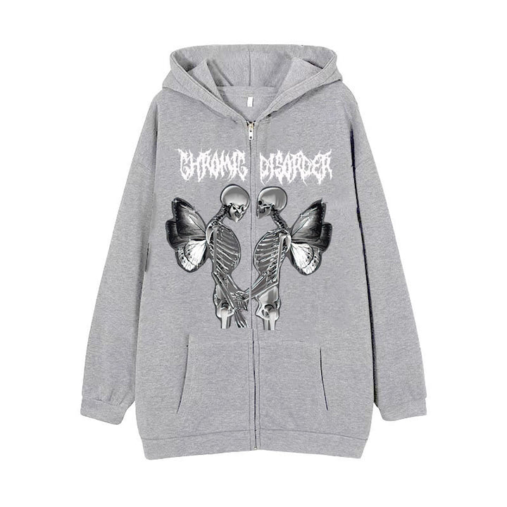 Women's hoodie jacket with full zipper and ribbed heart print Mune Fashion