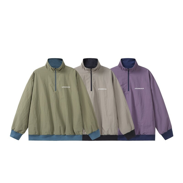 Unisex Oversize Windbreaker Pullover with half zipper and ribbed hem Mune Fashion
