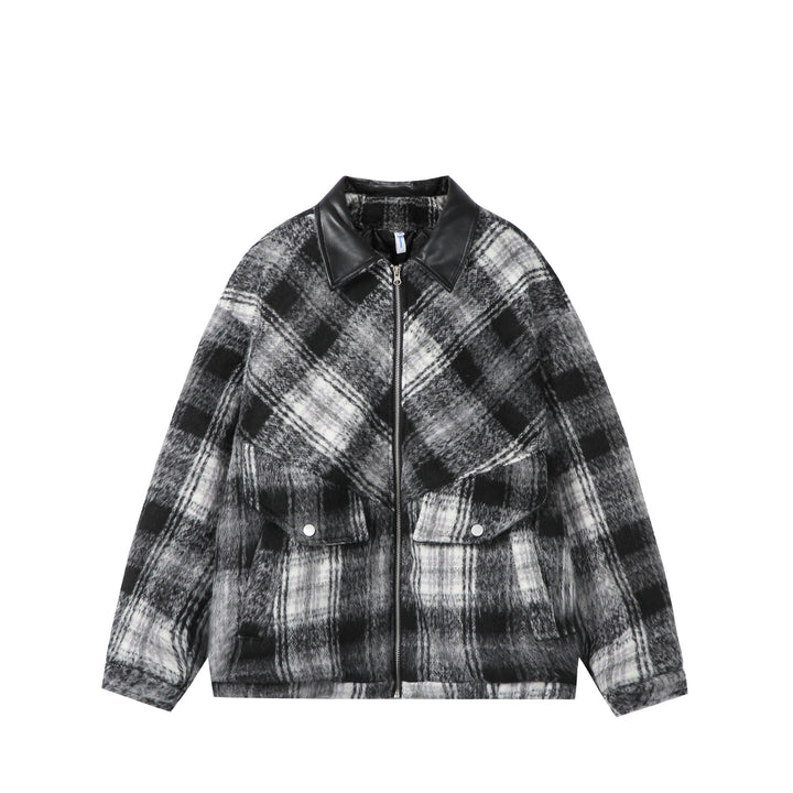 Unisex Boxy-Short Blouson in Overshirt Style with Faux Leather Collar and Flap Pockets Mune Fashion