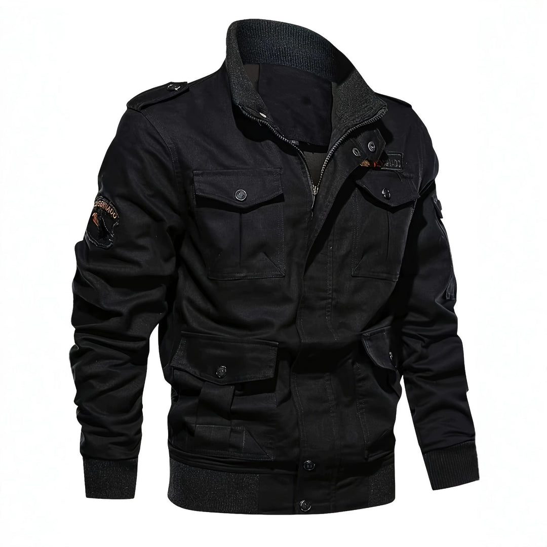 Men's field jacket in military style with multiple pockets and knit collar Mune Fashion