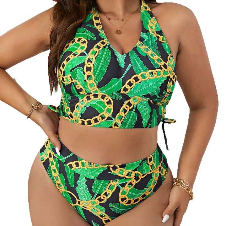 Women's Bikini Set with multifaceted chain and leaf design Mune Fashion