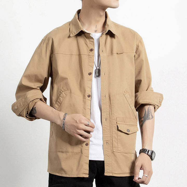 Men's Utility Shirt Jacket made of durable cotton twill with multiple pockets Drune