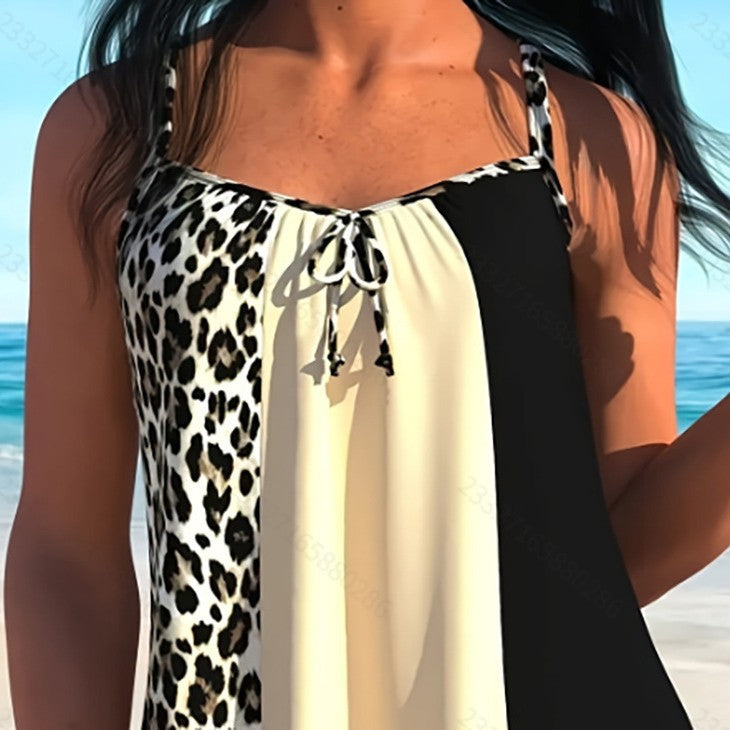 Women's beach top with casual cut and leopard pattern Mune Fashion