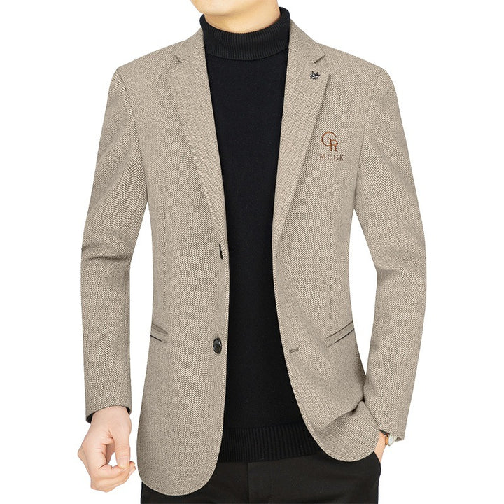Men's blazer made of wool blend with houndstooth pattern and patch pockets Mune Fashion