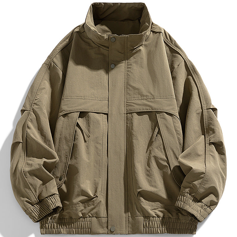 Men's oversized utility jacket with concealed zip placket and elastic hem Mune Fashion