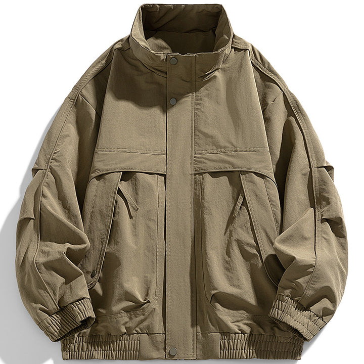 Men's oversized utility jacket with concealed zip placket and elastic hem Mune Fashion