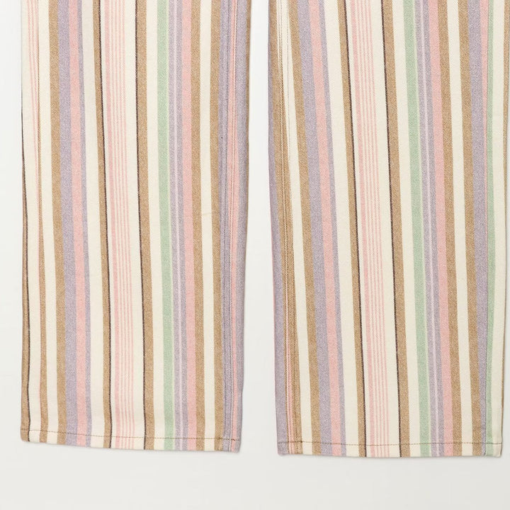 Ladies Wide High-Waist Jeans with Long Stripe Pattern Mune Fashion