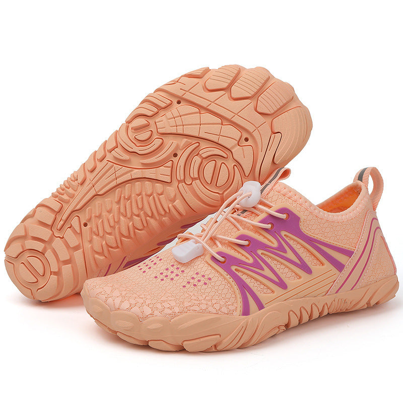 Women's lightweight water shoes with quick-drying knit upper, elastic pull closure, and slip-resistant patterned sole Mune Fashion