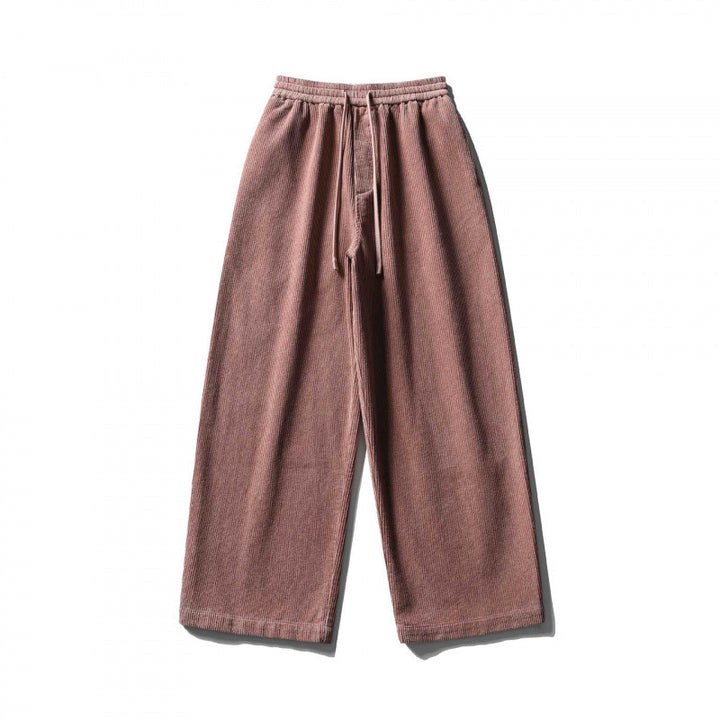Unisex Wide Cord Pants in Relaxed Fit with Elastic Waistband, Drawstring and Straight Leg Mune Fashion