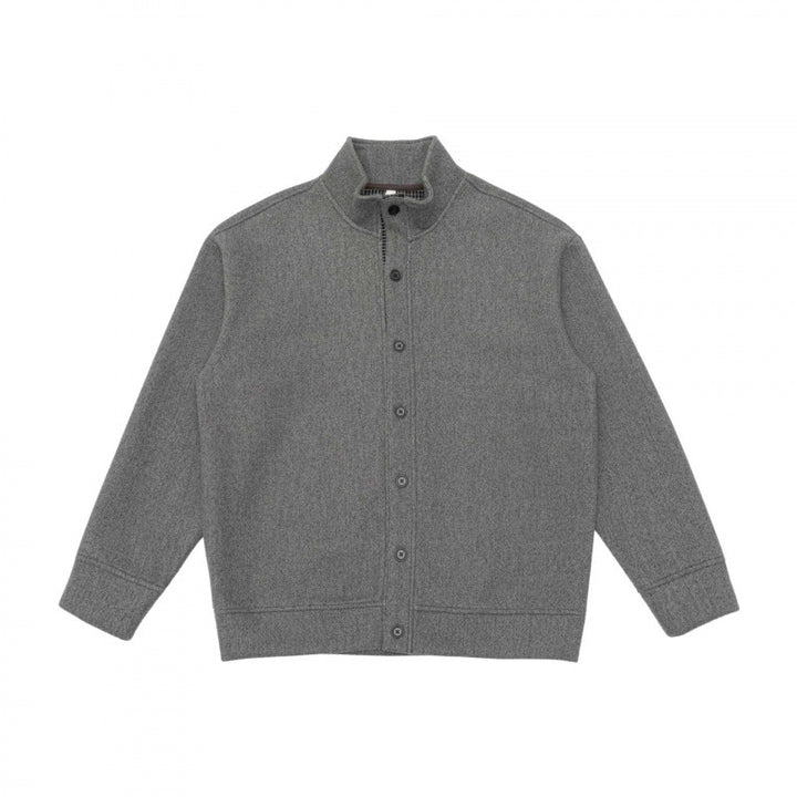 Unisex Boxy Knit Cardigan with Stand-Up Collar and Full Button Placket Mune Fashion