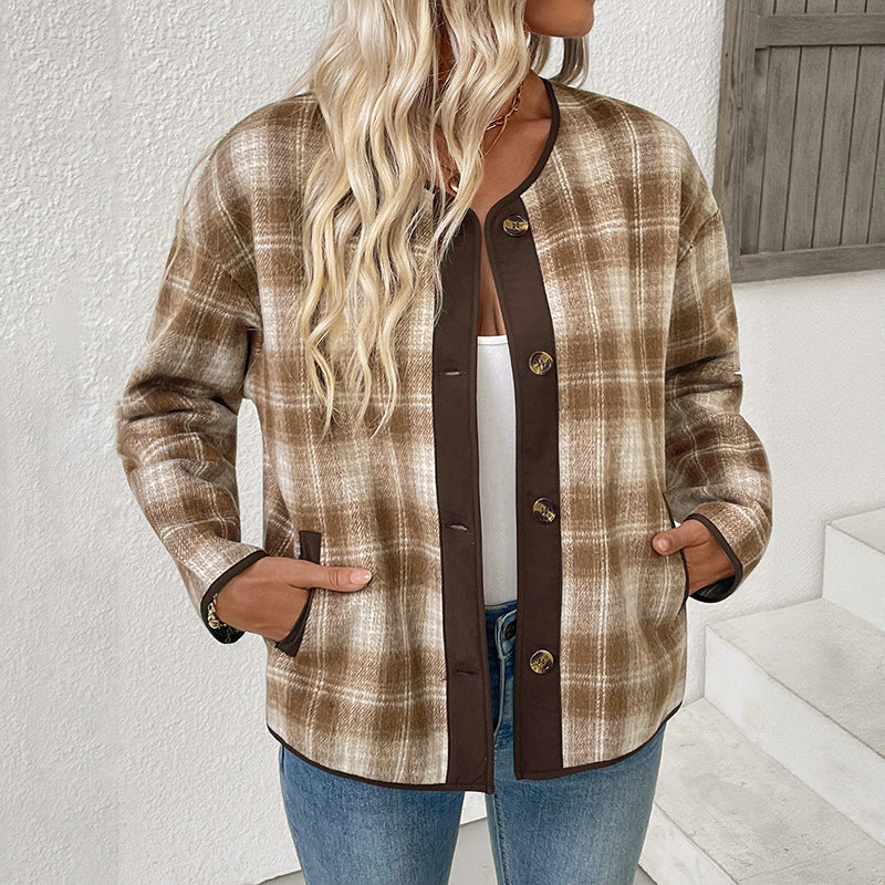 Women's fleece jacket in check pattern Mune Fashion
