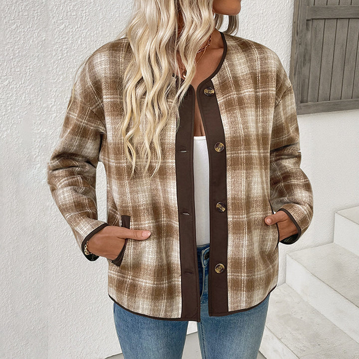 Women's fleece jacket in check pattern Mune Fashion