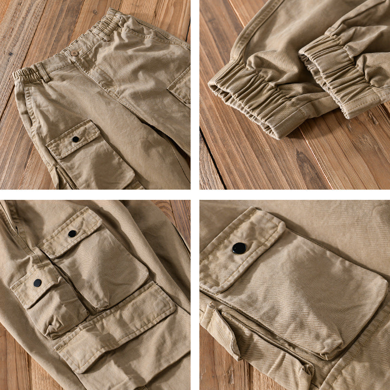 Men's Utility Cargo Joggers with Reinforced Leg Pockets and Elastic Ankle Cuff Mune Fashion