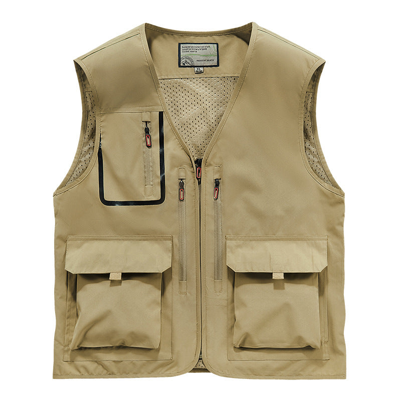 Men's Multifunctional Outdoor Utility Vest with Mesh Lining and Multiple Pockets Mune Fashion