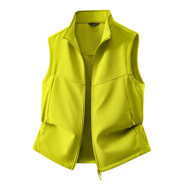Women's Sleeveless Softshell Vest with Stand-Up Collar, Stretch Lining and Two-Way Zipper Mune Fashion
