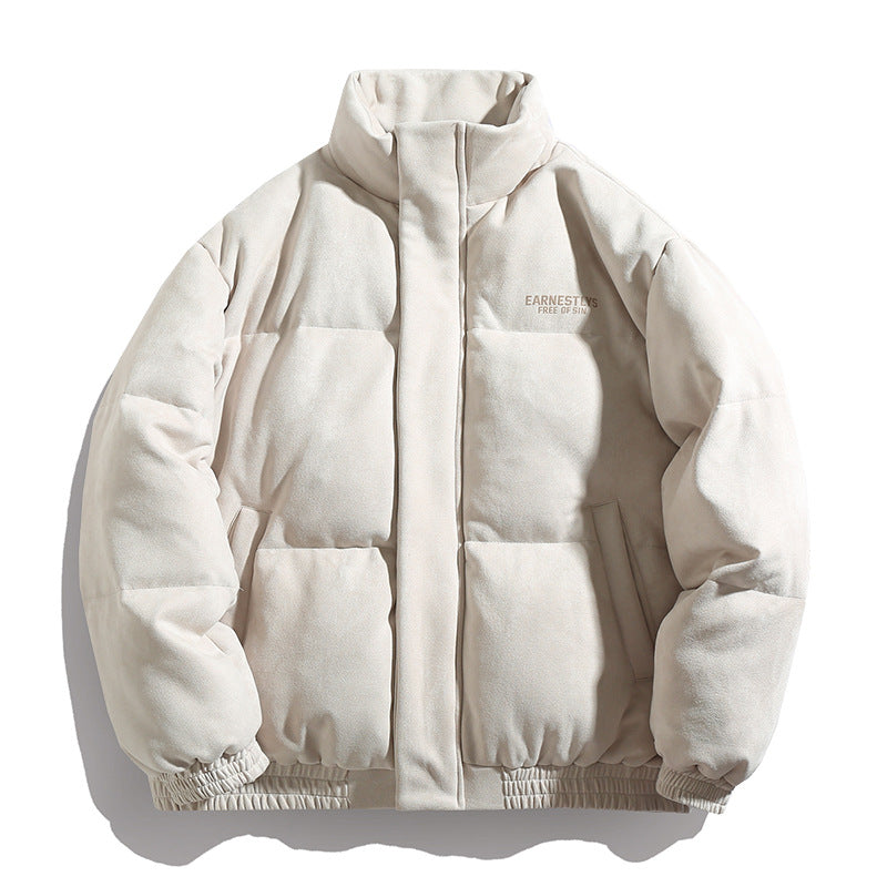 Men's Padded Oversized Quilted Jacket with Stand Collar and Velour Finish Mune Fashion